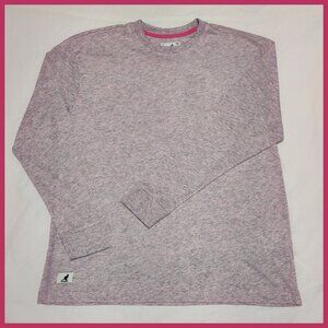 NWT Kangol 'Linen Effect' Long-Sleeve Tee/T-Shirt -Heathered Pink/Gray- Men's M